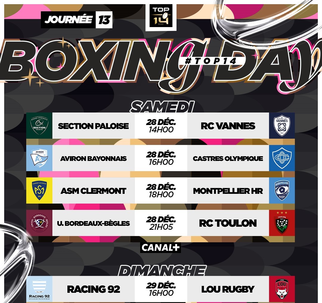 La programmation du Boxing Day Rugby est tombée !