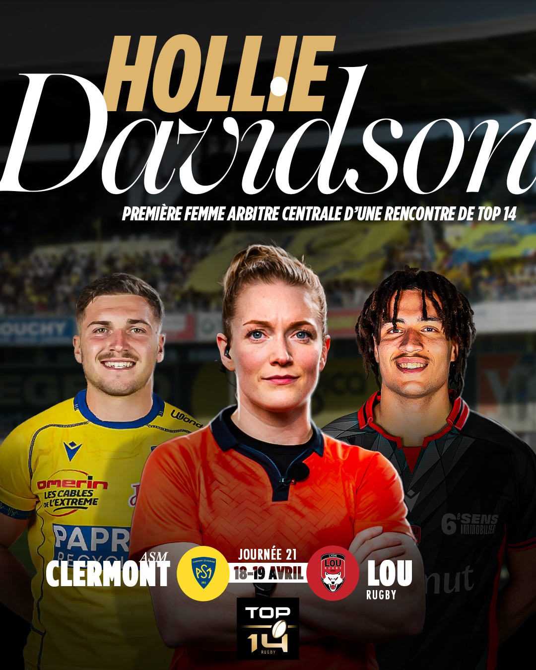 Hollie Davidson, première femme arbitre centrale d'une rencontre de TOP 14