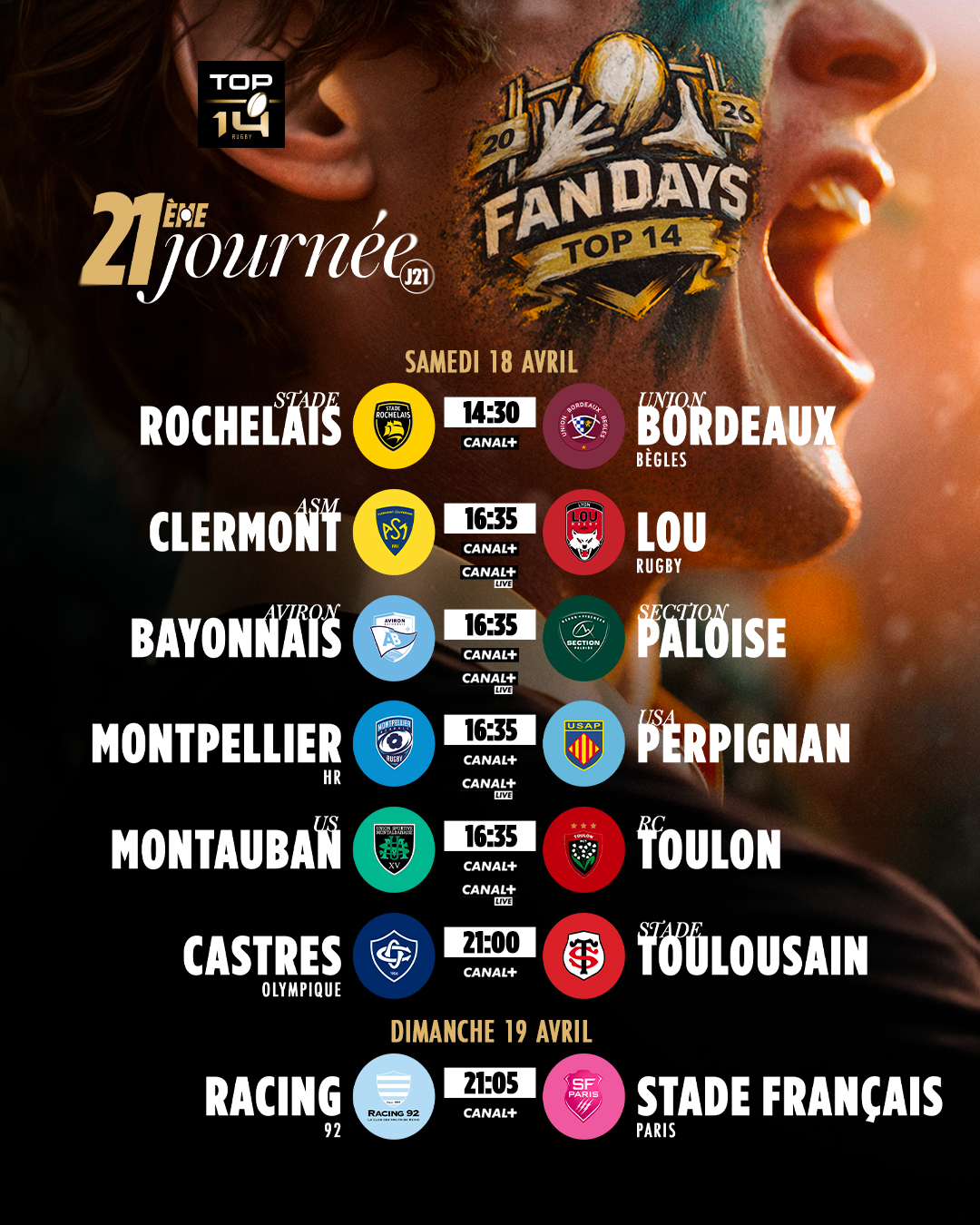 La programmation des Fan Days de TOP 14