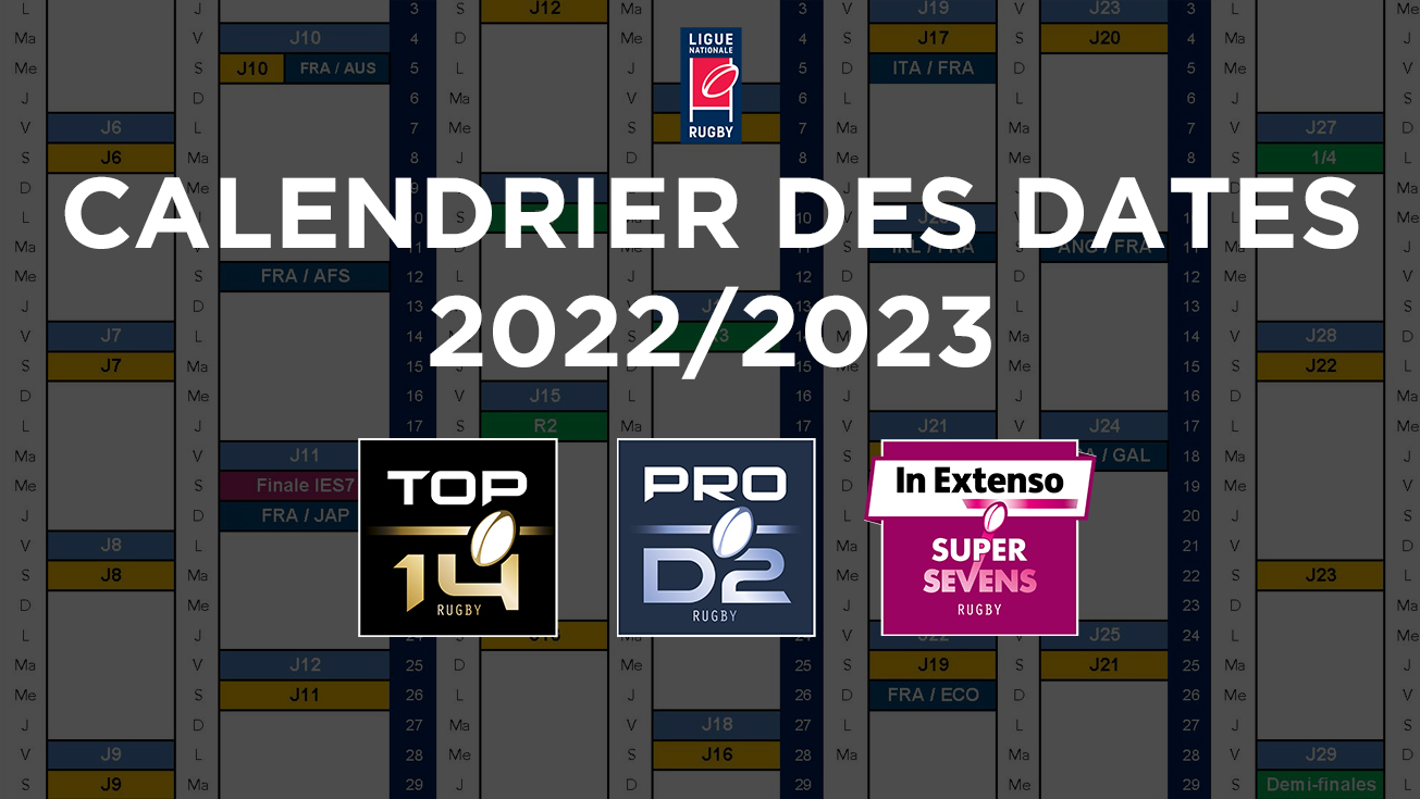 VALIDATION DU CALENDRIER DES CHAMPIONNATS de TOP 14, de PRO D2 et de l’IN EXTENSO SUPERSEVENS 2022/2023