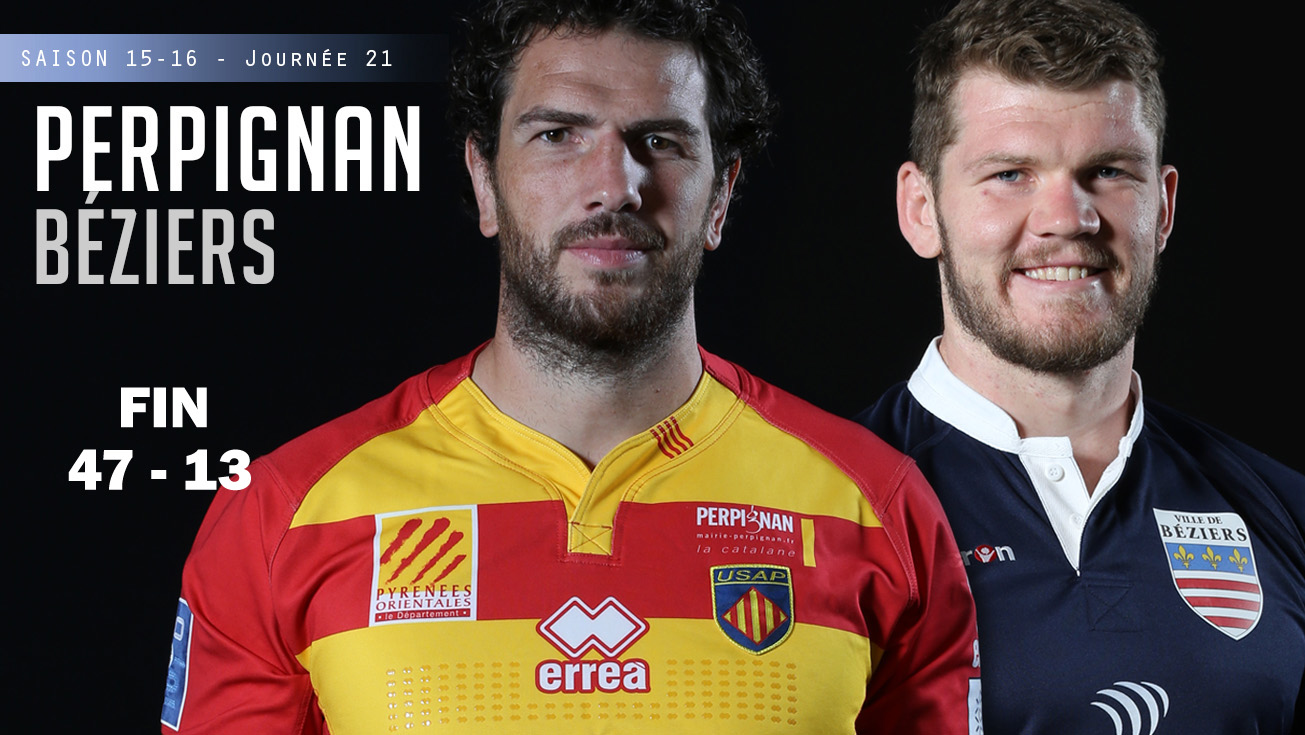 PRO D2, J21 - Perpignan - Béziers : 47 (bo) - 13