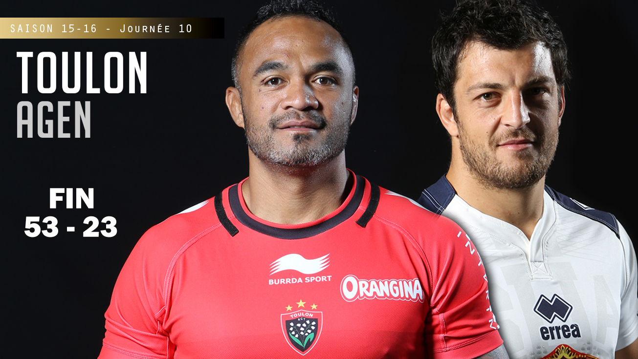 TOP 14, J10 - Toulon - Agen : 53 (bo) - 23