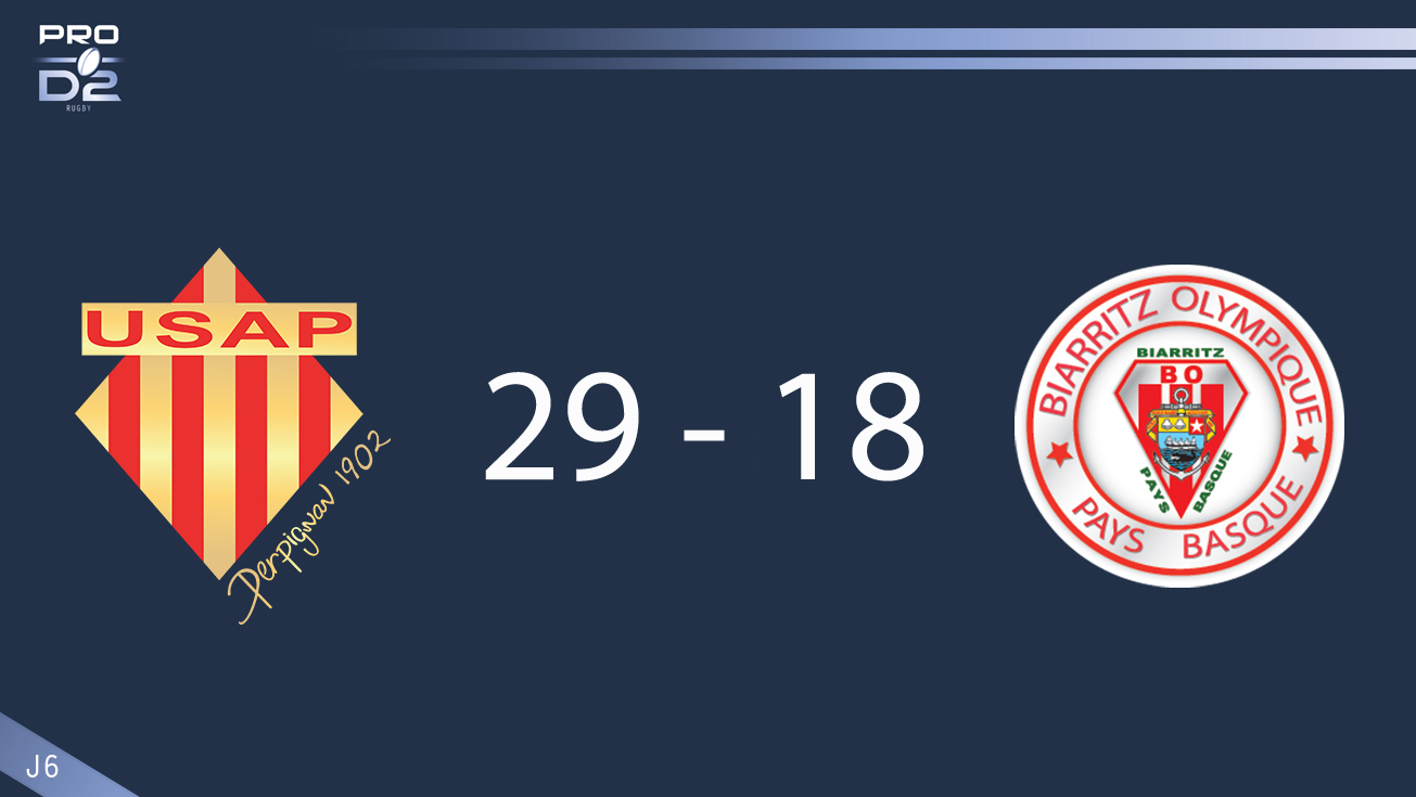PRO D2, J6 - Perpignan - Biarritz : 29 - 18