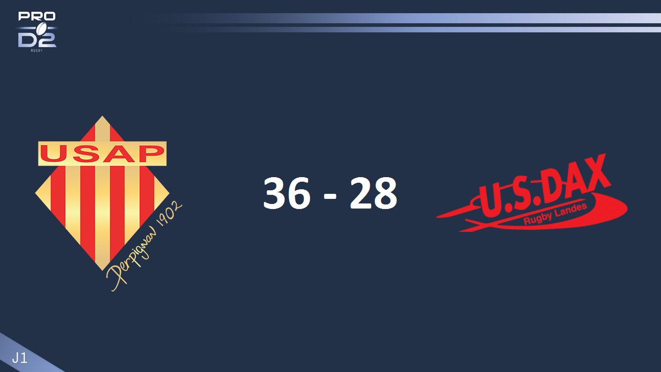 PRO D2, J1 - Perpignan - Dax : 36 - 28