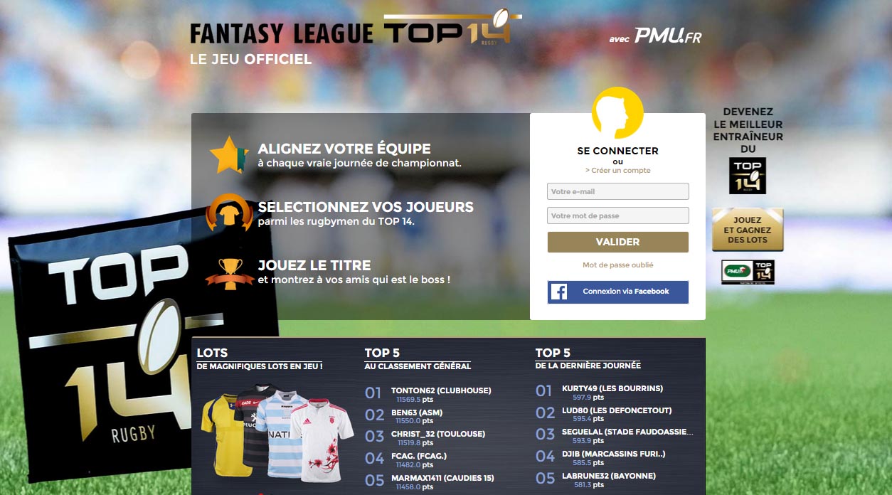 Fantasy League TOP14 – PMU : devenez le meilleur entraîneur 