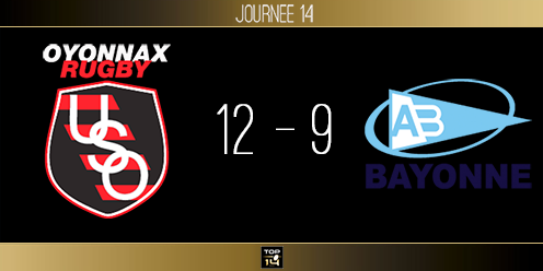 TOP 14, J14 - Oyonnax - Bayonne : victoire importante des locaux