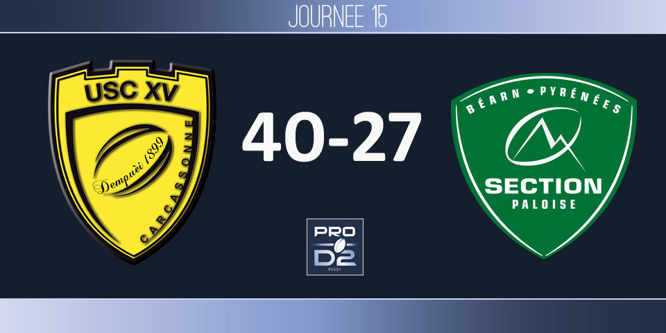 PRO D2, J15 - Carcassonne - Pau: série noire pour la Section