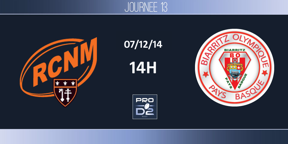 PRO D2: Narbonne - Biarritz le 7 décembre à 14h