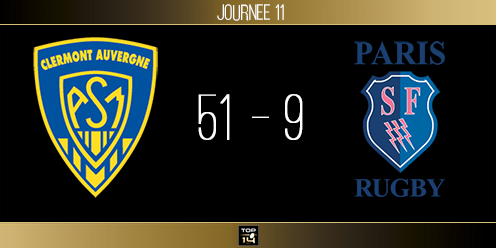 TOP 14, J11 - Clermont-Paris : la barre des 50 points dépassée